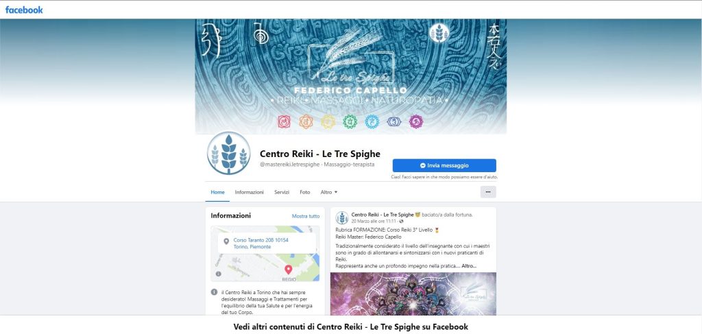 facebook - Centro Le Tre Spighe __ REIKI e NATUROPATIA __ screenshot page __