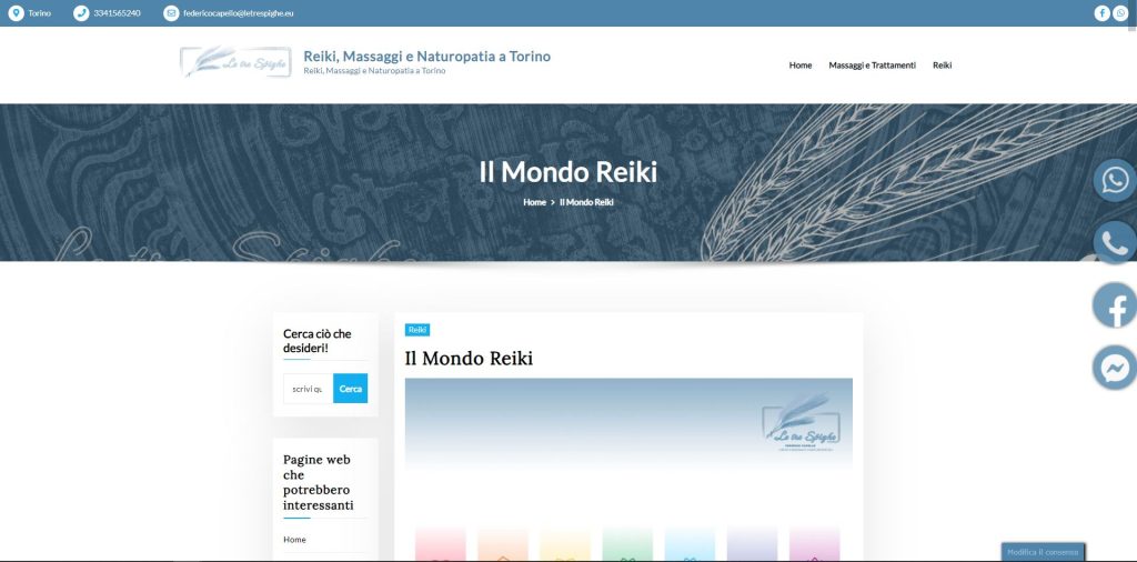 il Mondo Reiki - Centro Le Tre Spighe __ REIKI e NATUROPATIA __ screenshot page __